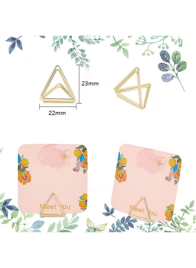 Generic 25 Pieces Metal Place Card Holders, Triangle Shape Table Sticky Note Clip, Creative Desktop Stand Clips for Place Cards Weddings Anniversary Party Office Desk Name (Gold)  - Image 2