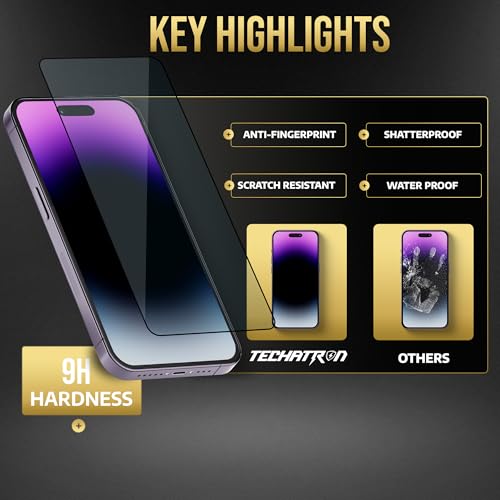 TECHATRON Tempered Glass for iPhone 15 Pro Max Screen Protector, Easy Install, 9H+ Hardness, Edge to Edge Coverage, Thin & Ultra Clear, Easy Applicator, Pack of 2 - Image 3