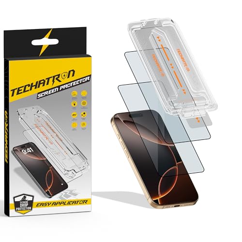 TECHATRON Tempered Glass for iPhone 15 Pro Max Screen Protector, Easy Install, 9H+ Hardness, Edge to Edge Coverage, Thin & Ultra Clear, Easy Applicator, Pack of 2 - Image 1