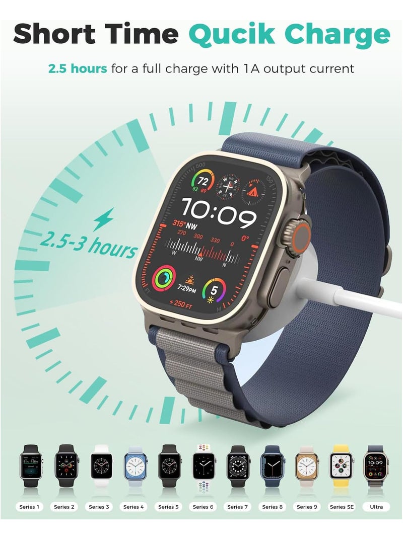 إكس ليفيل كابل شحن مغناطيسي لساعات Apple Watch، [منفذ USB-C] كابلات شحن لاسلكية متوافقة مع iWatch Series Ultra2/Ultra/8/7/6/SE/SE2/5/4/3/2، أبيض. - Image 2