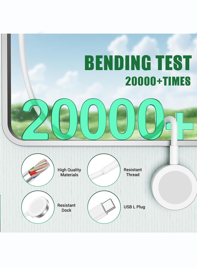 إكس ليفيل كابل شحن مغناطيسي لساعات Apple Watch، [منفذ USB-C] كابلات شحن لاسلكية متوافقة مع iWatch Series Ultra2/Ultra/8/7/6/SE/SE2/5/4/3/2، أبيض. - Image 5