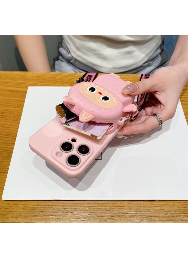 Generic - For SamsungNote20 Crossbody Phone Case S25FE Cute Rags Cartoon Change Headphone Bag-Color:Labubu Coin Purse + Diagonal Span - Brown-Applicable Models:For SamsungA32 5G - Image 1