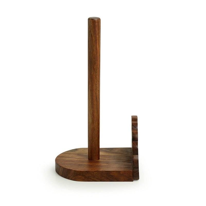 ExclusiveLane The Dancing Peacock Hand Carved Kitchen Paper Roll Stand in Sheesham Wood Kitchen Tissue Roll Holder Decorative Kitchen Napkin Roll Holder Wooden Napkin Stand - Image 4