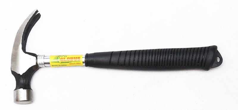GLOBUS Forged Steel Claw Hammer 500 gms with Steel handle and Rubber Grip - Image 1