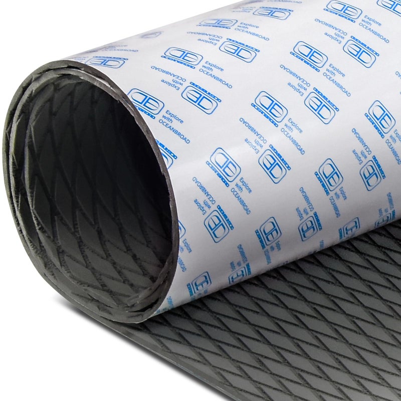 OCEANBROAD Self-Adhesive 48''x16'' Boat Flooring Non-Slip Diamond Pattern EVA Foam Marine Grip Sheet for Jon Boats Surfboard SUP Kayak Yacht, Gray - Image 1