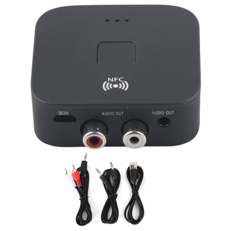Bluetooth Music Receiver 3.5mm Jack AUX NFC to RCA Wireless Audio Adapter - Lossless Music Transmission for TV Car Home Speakers - Image 1
