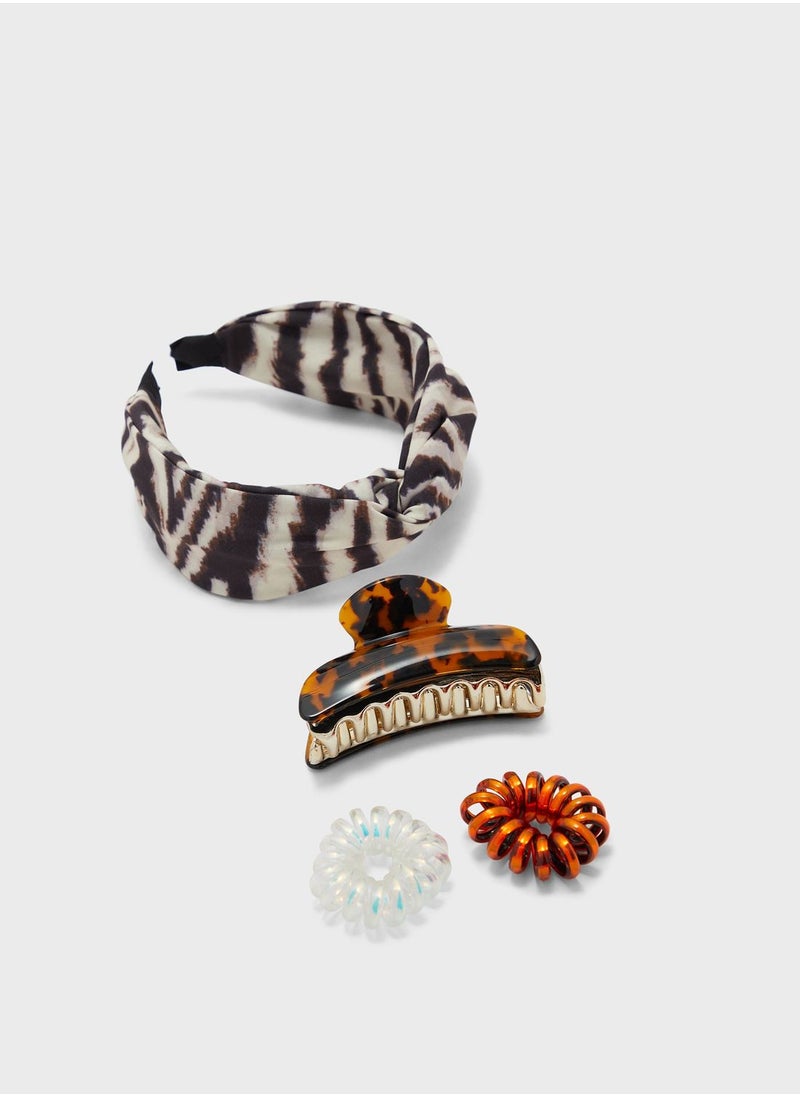 ELLA - 4 Pack Mix Headband, Claw Hair Clip & Scunchie Hair Tie - Image 1