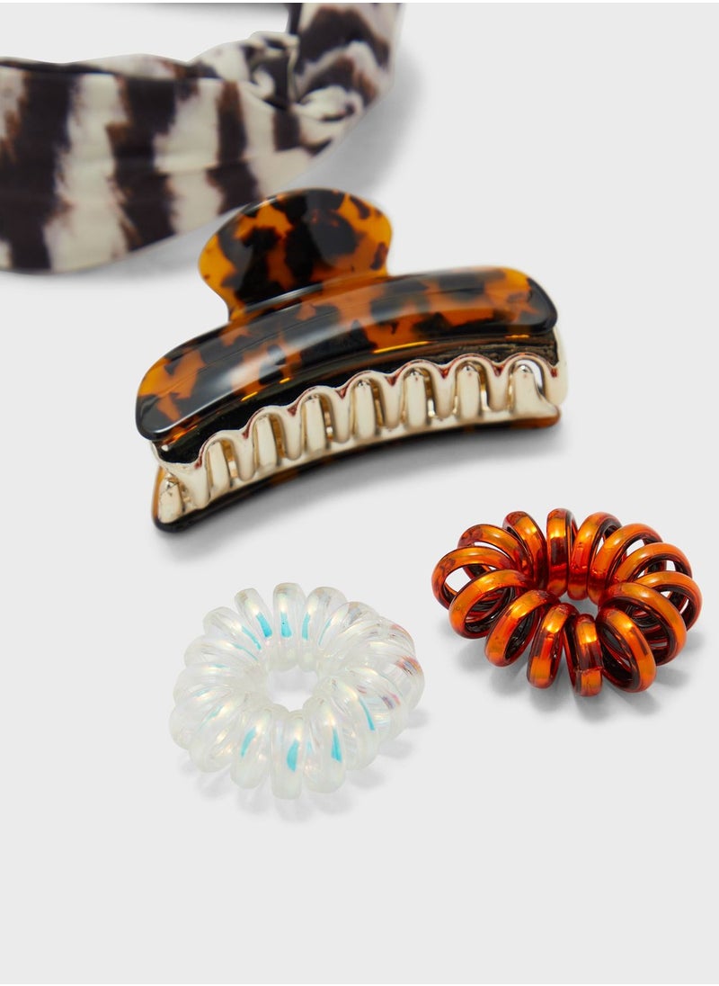 ELLA - 4 Pack Mix Headband, Claw Hair Clip & Scunchie Hair Tie - Image 1