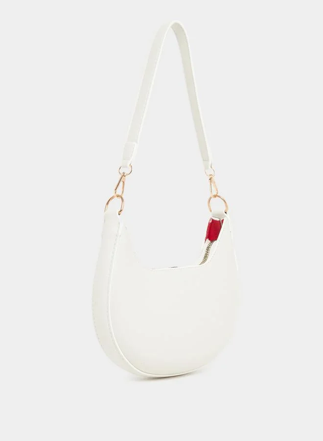 Styli Styli White Half Moon Shoulder Bag with Detachable Strap