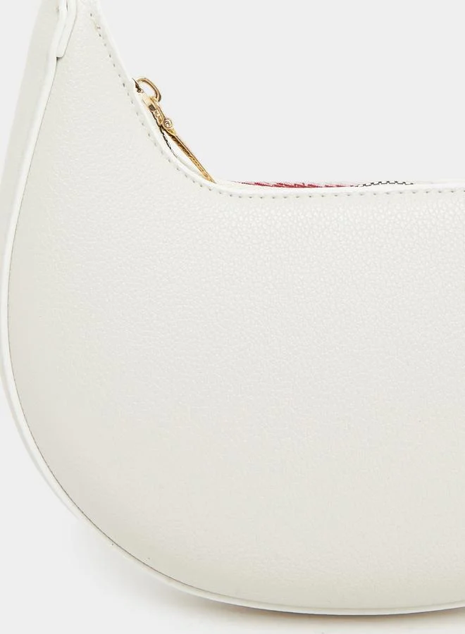 Styli Styli White Half Moon Shoulder Bag with Detachable Strap