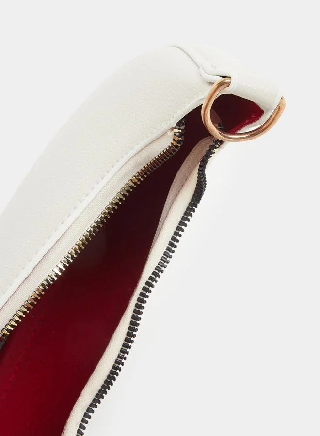 Styli Styli White Half Moon Shoulder Bag with Detachable Strap