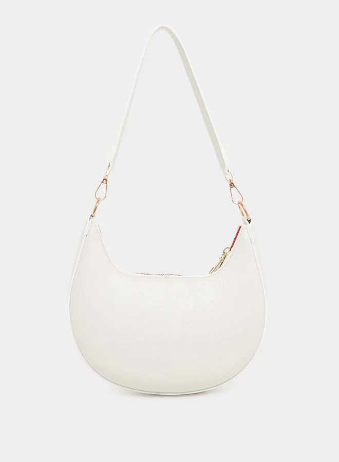 Styli Styli White Half Moon Shoulder Bag with Detachable Strap