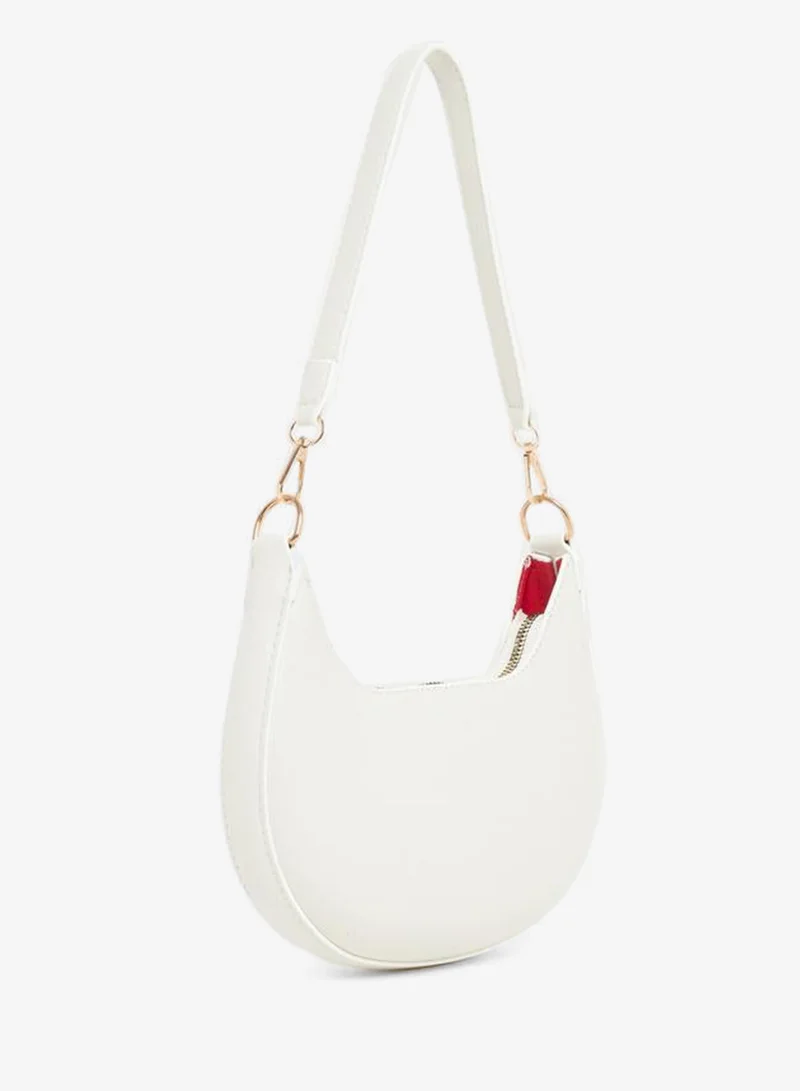 Styli Styli White Half Moon Shoulder Bag with Detachable Strap