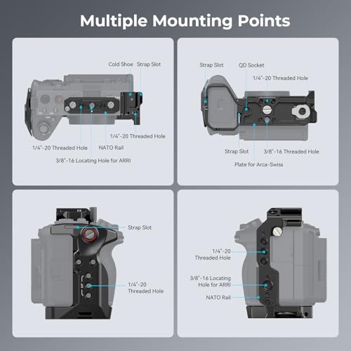SmallRig Cage for Sony FX30 FX3 with Cable Clamp for HDMI, Classic Bright Black Surface, Included Cold Shoe and NATO Rail, Modular Design Compatible with Original XLR Handle - Image 2