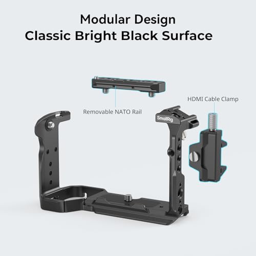 SmallRig Cage for Sony FX30 FX3 with Cable Clamp for HDMI, Classic Bright Black Surface, Included Cold Shoe and NATO Rail, Modular Design Compatible with Original XLR Handle - Image 5