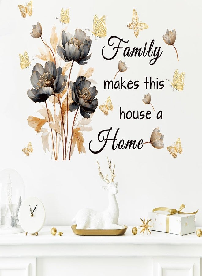 Datesno Gold Family Wall Decals Inspirational Wall Quotes Wall Stickers Family Make This House a Home Removable Peel and Stick for Home Decor (Golden Black) - Image 3