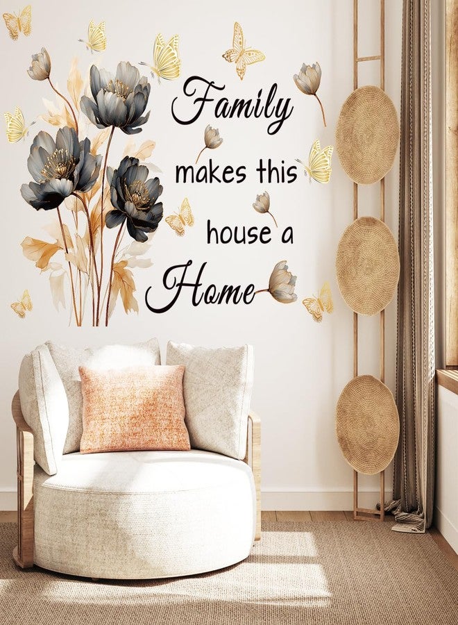 Datesno Gold Family Wall Decals Inspirational Wall Quotes Wall Stickers Family Make This House a Home Removable Peel and Stick for Home Decor (Golden Black) - Image 4