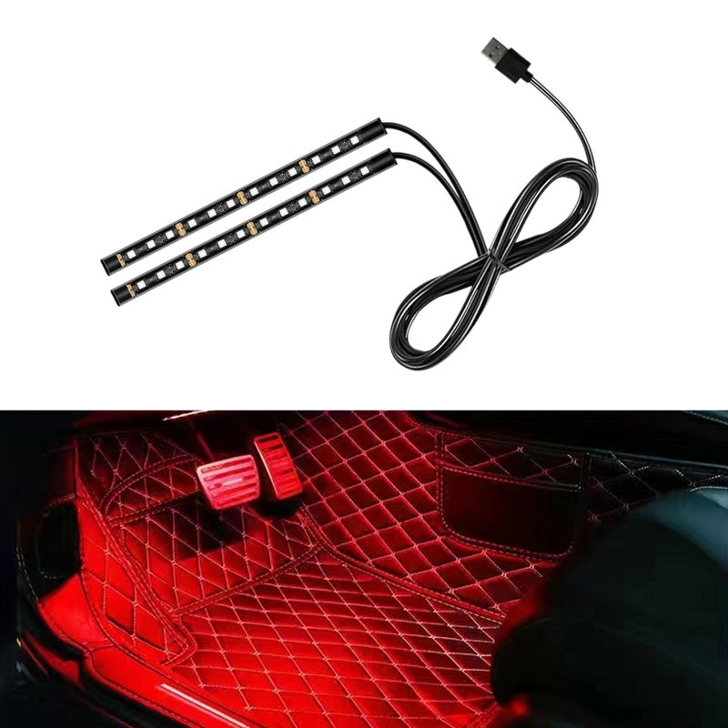 UHANBUT Car LED Strip Light, 24 LED RGB Neon Auto Interior Atmosphere Lights, 12V USB Port Under Dash Ambient Night Light, Universal Decorative Lamp Accessory for Car Truck (Red, USB) - Image 1