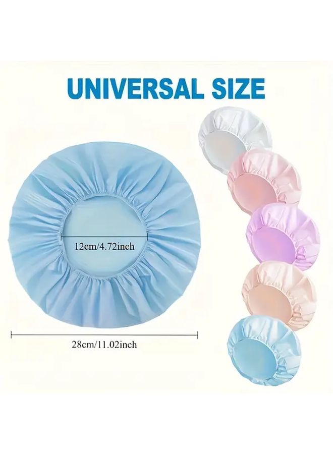 2 Packs Double Sided Shower Caps for Women Reusable Elastic Large Pink - Image 4
