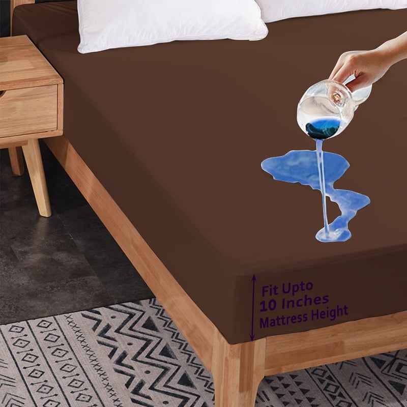 CHICERY CHICERY Ultar Soft Water Proof Dustproof Terry Cotton Mattress Protector Single Size Brown Single48X78  - Image 2