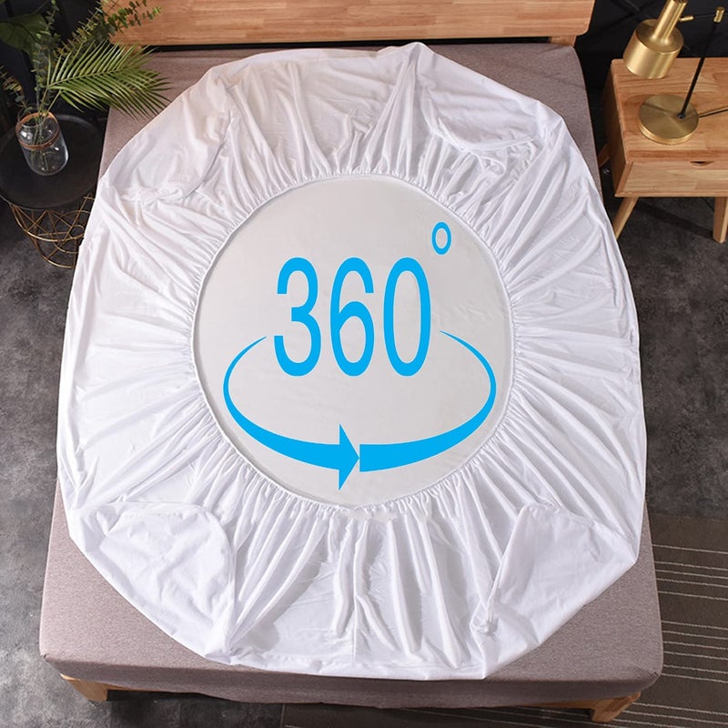 CHICERY CHICERY Ultar Soft Water Proof Dustproof Terry Cotton Mattress Protector Single Size Brown Single48X78  - Image 4