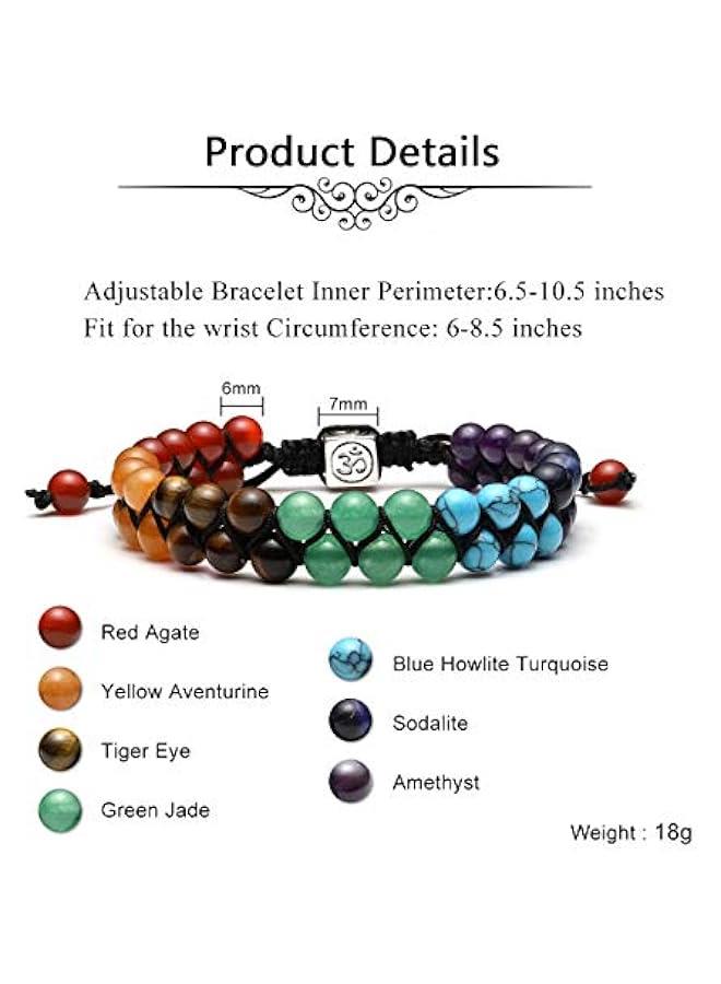 Arabest Bead Chakra Bracelet 7 Chakras Healing Crystals Bracelet Yoga Stone Beads Bracelets Meditation Relax Anxiety Bangle for Womens Mens - Image 5