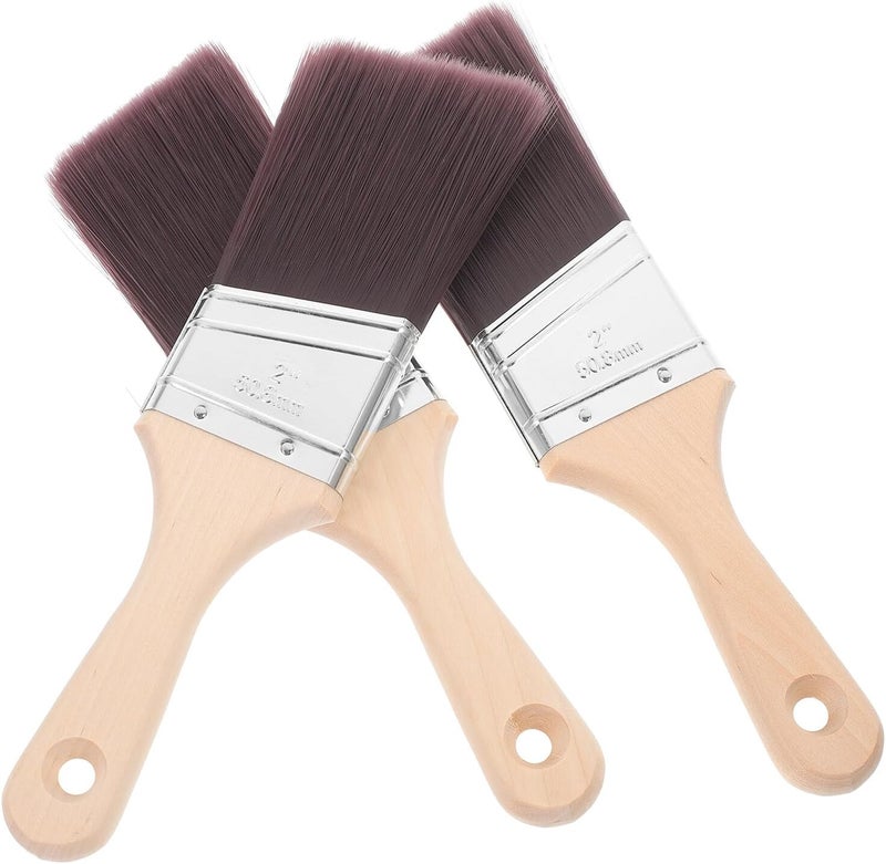 3pcs Angled Paint Brushes with Wooden Handles Reusable Oil and Wall Painting Brushes for Home and Industrial Use Art Painting - Image 1