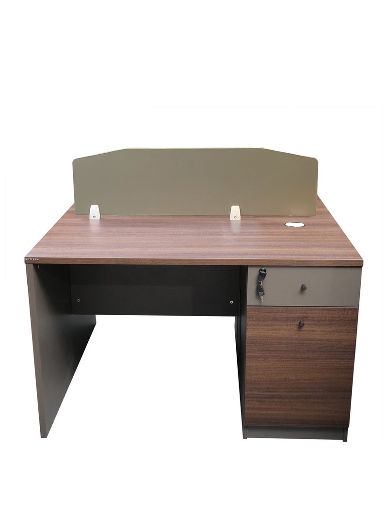 HUIMEI Huimei L-1202 Office Workstation (For Two Person) Brown Color 