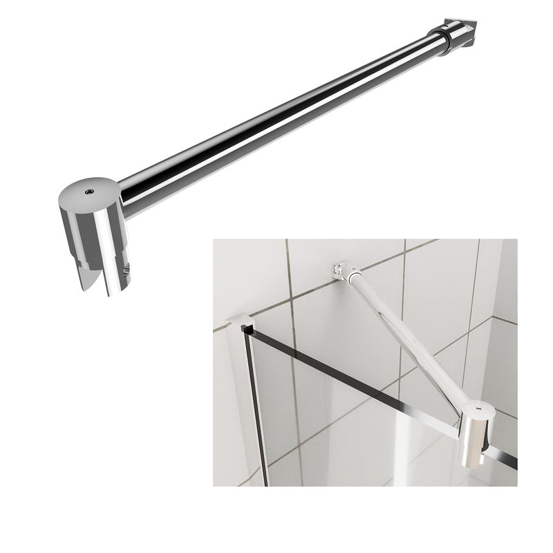 HTLOTUS Shower Door Support Bar 142 Telescopic Arm for 516 to 12 Thick Glass Fixed Frameless Shower Glass Panel Polished Silver - Image 2