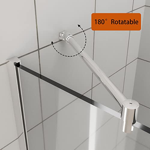 HTLOTUS Shower Door Support Bar 142 Telescopic Arm for 516 to 12 Thick Glass Fixed Frameless Shower Glass Panel Polished Silver - Image 3