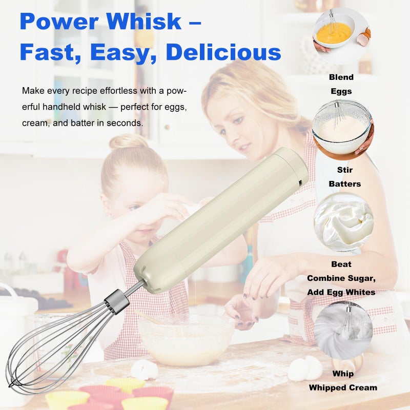 PowCube Cordless Hand Mixer MixgoII, Handheld Mixer Electric Whisk & Milk Frother, Hand Held Mini Mixers, Rechargeable Hand Mixer and Whisker, Food Processor for Cooking, Food Chopper, 4-Speed, 10Oz - Image 4