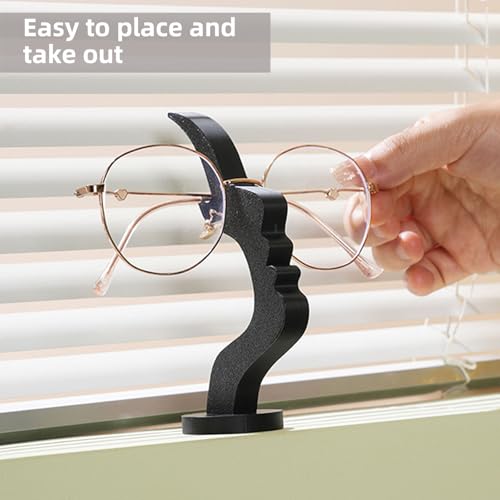 BQSAZHYJ 2Packs Modern Face Shaped Eyeglass Holder Stand Eyewear Display Rack Desktop Storage Organizer for Glasses Sunglasses 3D Printed Artistic Decor (black and white) - Image 5