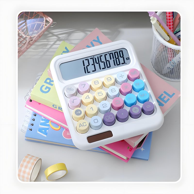 1pc Dopamine Solar Calculator Cyan Candy Color Large Button Functional Desktop Office Supplies - Image 3