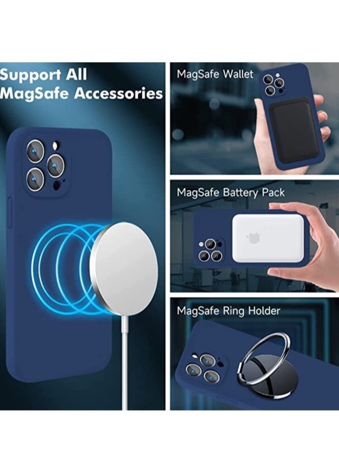 ELTRAZONE iPhone 12 Pro Max with 2 Pack Tempered Glass Screen Protector Magsafe Case Silicone Phone Case with Microfiber Lining for iPhone 12 Pro Max 6.7 inch 2022,Blue  - Image 2