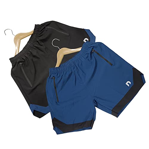 NEVER LOSE Men’s Quick-Dry Athletic Shorts | Premium Polyester Gym Shorts with Secure Zipper Pockets | Breathable Sports Shorts for Running, Yoga & Fitness (XX-Large, Navy/Grey) - Image 1