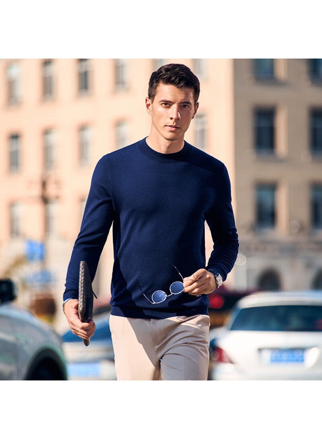Mr. Bu Mr. Bu Dawei Celebrity- Pired Autumn And Winter Machine-washable Pure Wool Sweater For Men, Royal Blue, L/175  - Image 2