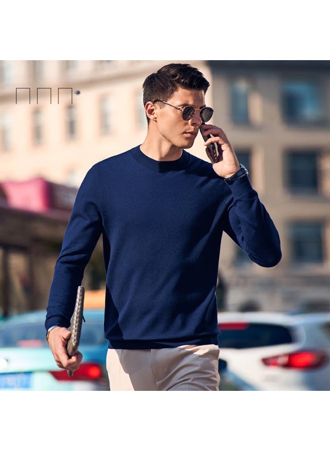 Mr. Bu Mr. Bu Dawei Celebrity- Pired Autumn And Winter Machine-washable Pure Wool Sweater For Men, Royal Blue, L/175  - Image 1