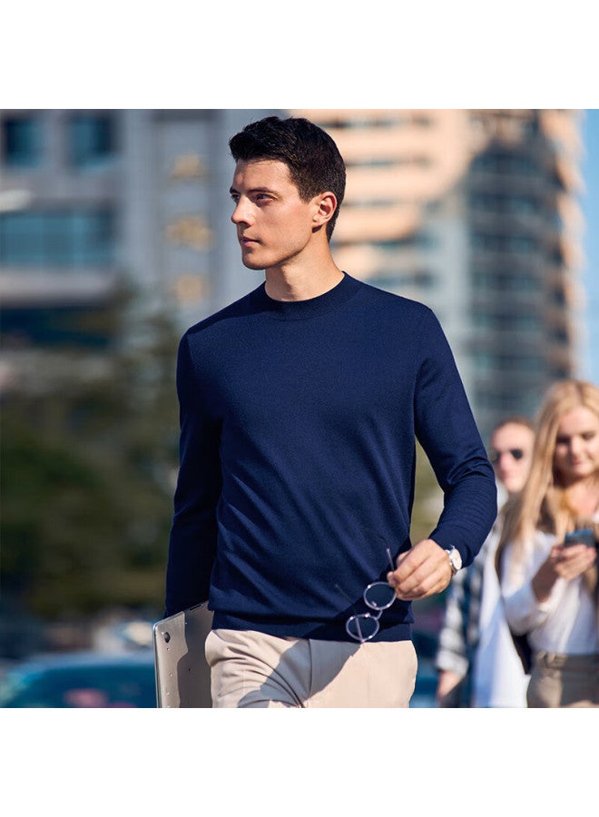 Mr. Bu Mr. Bu Dawei Celebrity- Pired Autumn And Winter Machine-washable Pure Wool Sweater For Men, Royal Blue, L/175  - Image 5