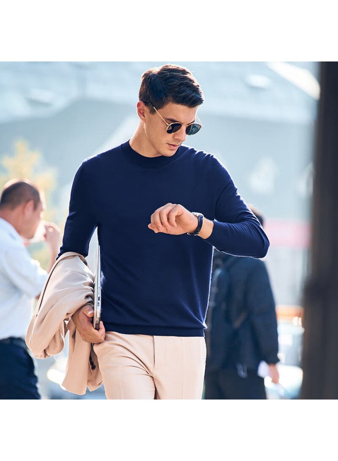 Mr. Bu Mr. Bu Dawei Celebrity- Pired Autumn And Winter Machine-washable Pure Wool Sweater For Men, Royal Blue, L/175  - Image 4
