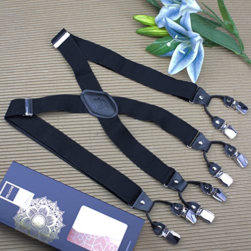 Peluche Novelist Charmer Black X Back 8 Clips Suspender (Strap Width- 3.5cm) - Image 4
