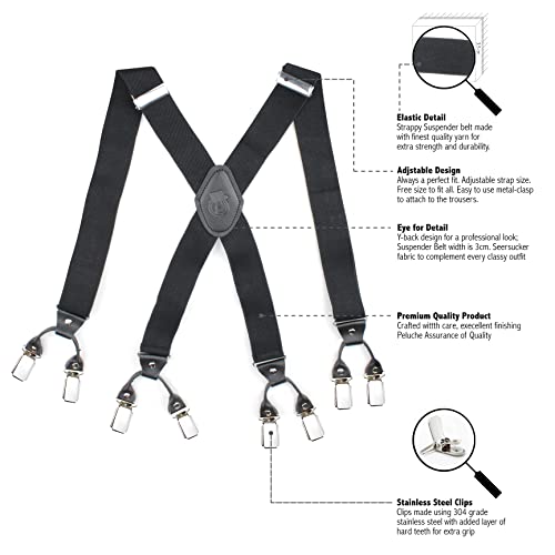 Peluche Novelist Charmer Black X Back 8 Clips Suspender (Strap Width- 3.5cm) - Image 2