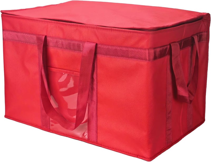 Yalin XXXL Large Insulated Cooler Bag, Styrofoam Cooler of Keep Food Hot or Cold, Reusable Double Zipper Food Delivery Bag for Grocery Shopping, 23" W x 15" H x 14" D (Red, 3XL) - Image 1
