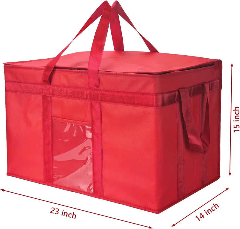 Yalin XXXL Large Insulated Cooler Bag, Styrofoam Cooler of Keep Food Hot or Cold, Reusable Double Zipper Food Delivery Bag for Grocery Shopping, 23" W x 15" H x 14" D (Red, 3XL) - Image 5
