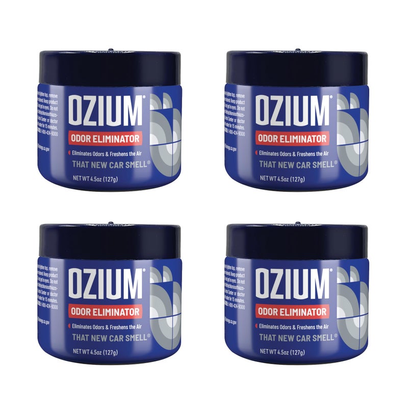 Ozium Ozium 4.5 Ounce 4 Pack Odor Eliminating Gel for Homes, Cars, Offices and More, New Car Smell  - Image 1