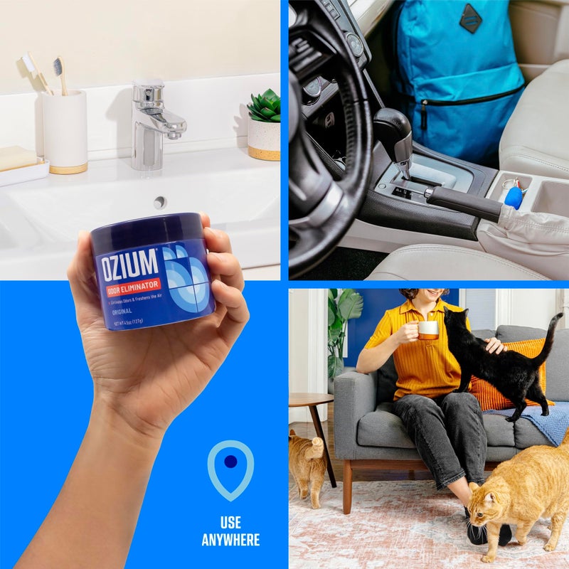 Ozium Ozium 4.5 Ounce 4 Pack Odor Eliminating Gel for Homes, Cars, Offices and More, New Car Smell  - Image 3