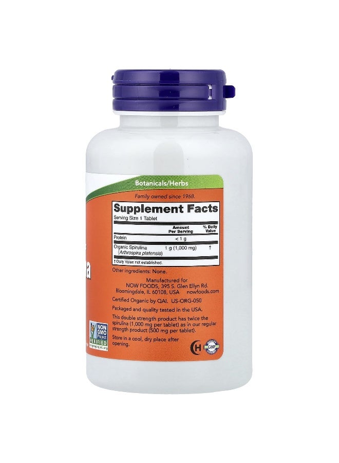 Now Foods Certified Organic Spirulina Double Strength 1000mg - 120 Tablets - Image 2