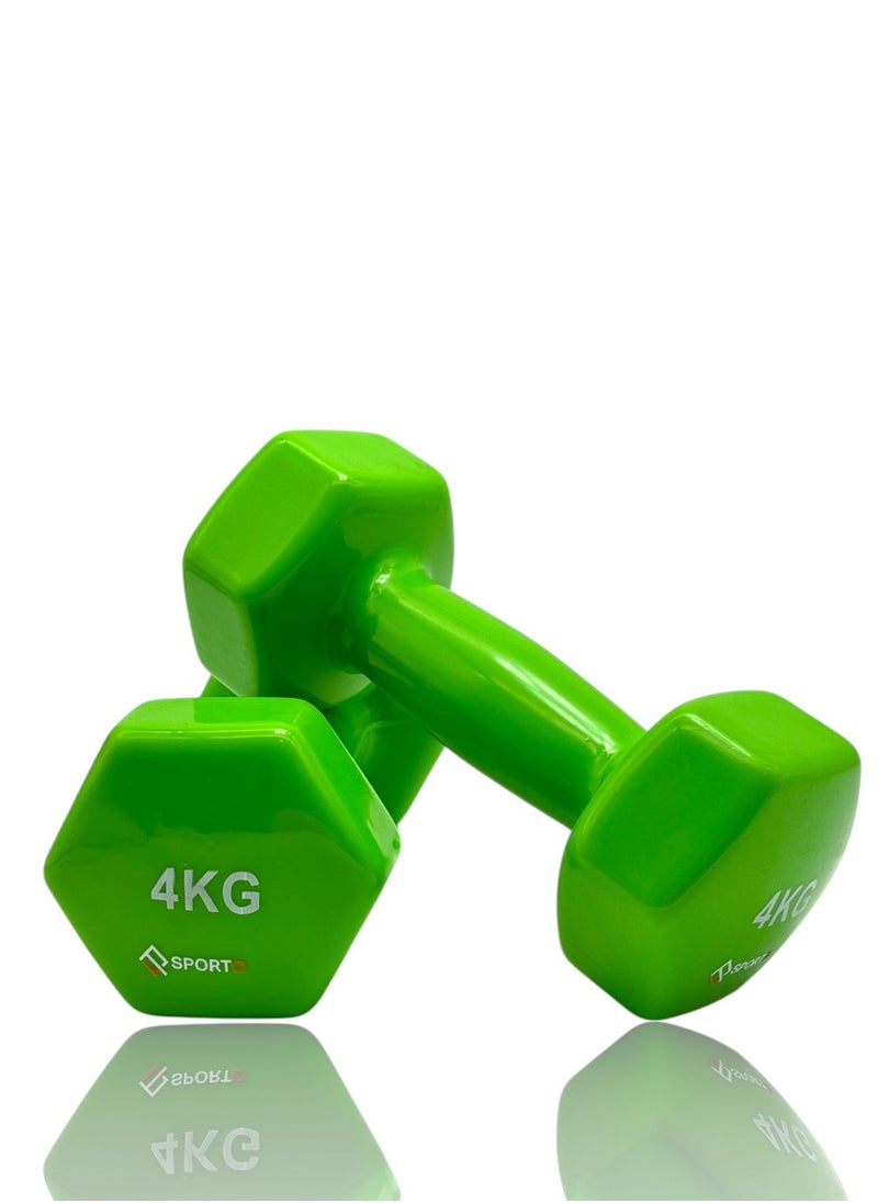 SportQ SportQ Dumbbells - 4 kg x 2, Non-slip Dumbbells for Men, Fitness Equipment for Home Gym and Strength Training  - Image 1