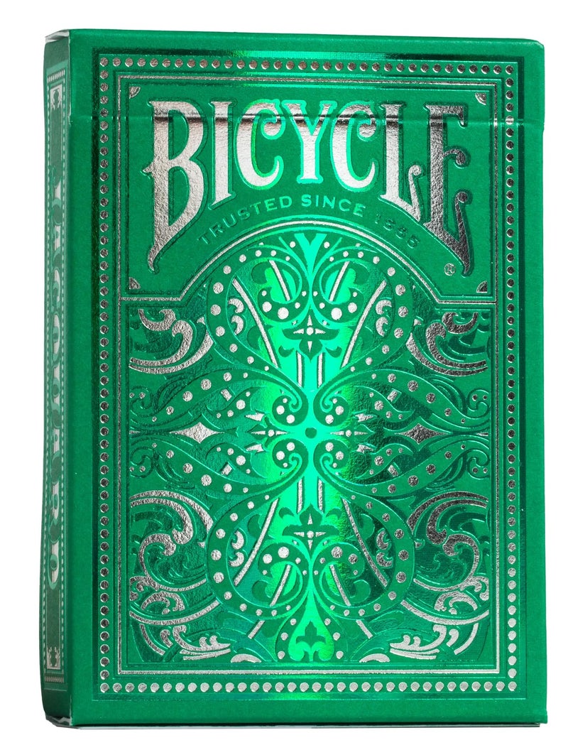 Bicycle Jacquard Premium Playing Cards, Silver and Emerald Green, 1 Deck - Image 1