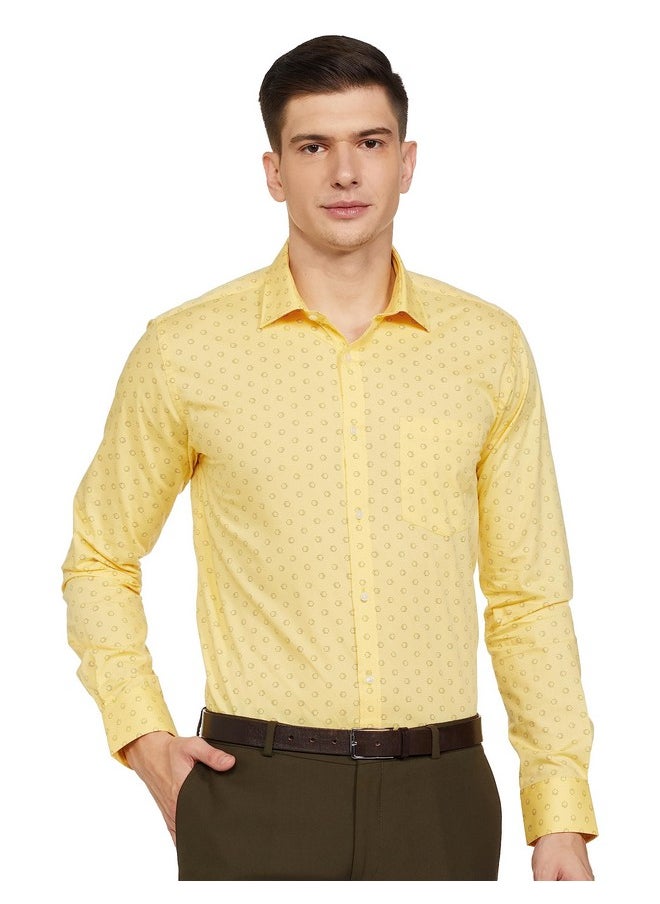 Park Avenue Park Avenue Men's Print Slim Fit Shirt (PMSX17150-Y5_Medium Yellow 44)  - Image 1