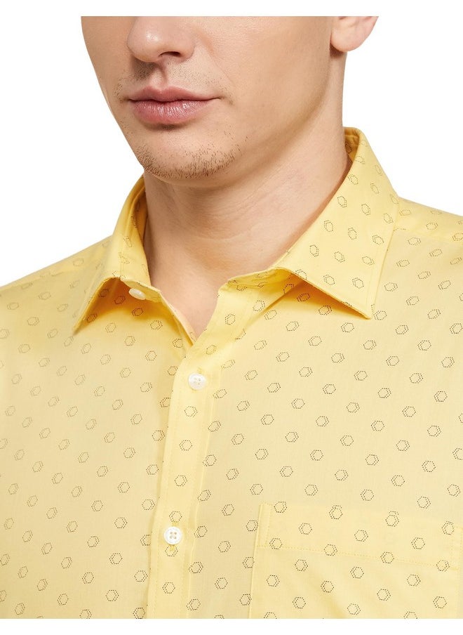 Park Avenue Park Avenue Men's Print Slim Fit Shirt (PMSX17150-Y5_Medium Yellow 44)  - Image 2